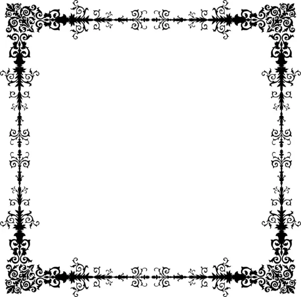 Zwart gekrulde vierkante frame — Stockvector