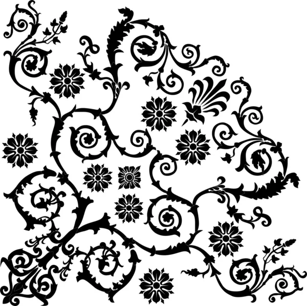 Zwarte floral Kwadrant — Stockvector