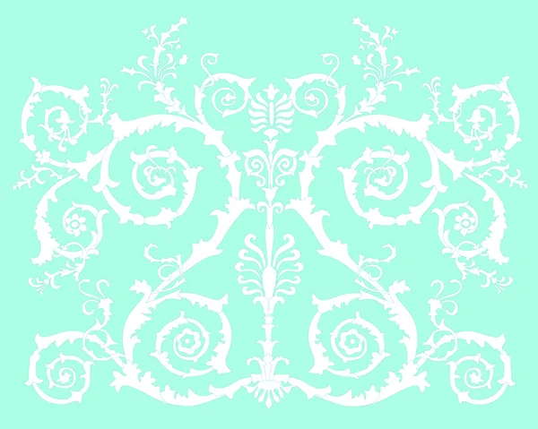 Décoration bouclée blanche sur bleu — Image vectorielle