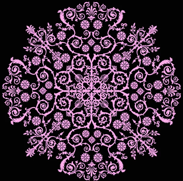 Silueta rosa de decoración floral — Vector de stock
