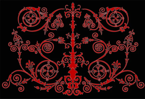 Dark red on black symmetric design — Stock Vector