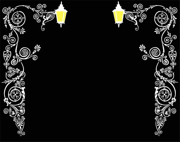Marco blanco decoración con lámparas — Vector de stock