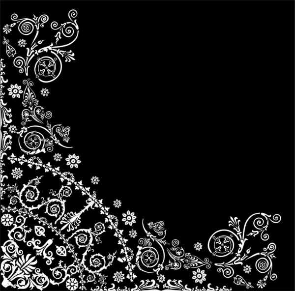 Décoré blanc sur coin noir — Image vectorielle