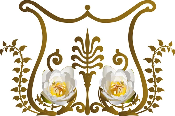 Узор с белым украшением лилии — стоковый вектор