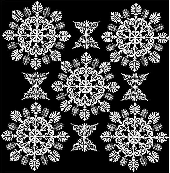 Décoration avec des éléments bouclés blancs — Image vectorielle