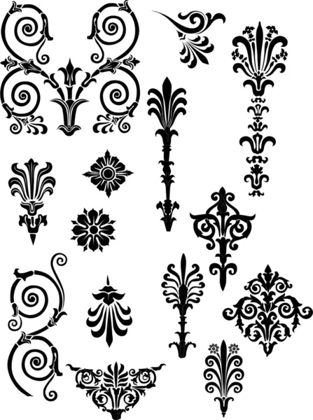 Conjunto de elementos de diseño negro — Archivo Imágenes Vectoriales
