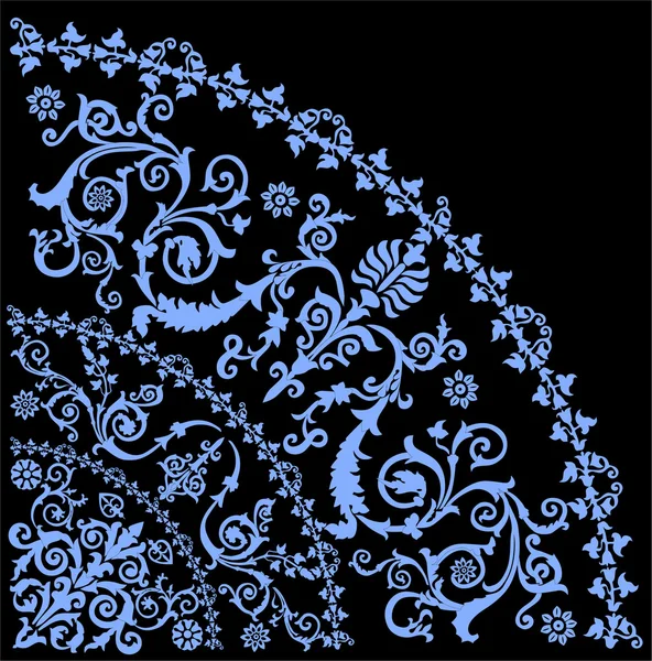 Blue curled quadrant ornament — Stock Vector