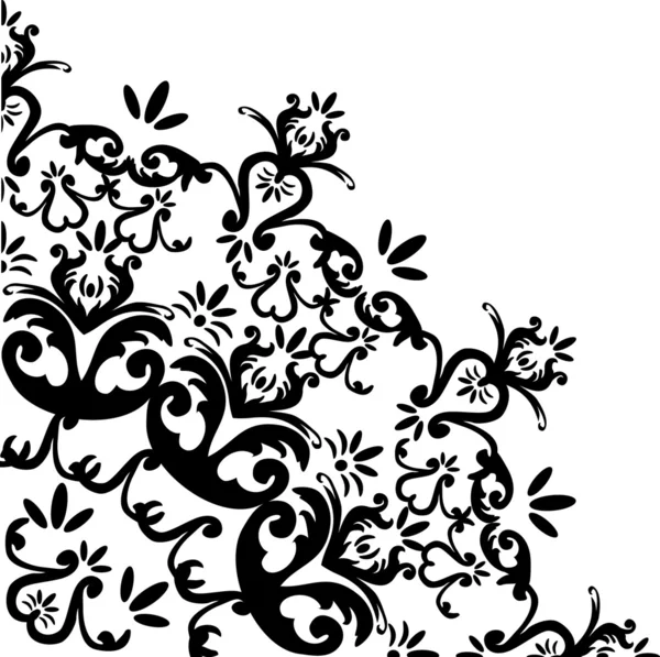 Černá květina kvadrant ornament — Stockový vektor