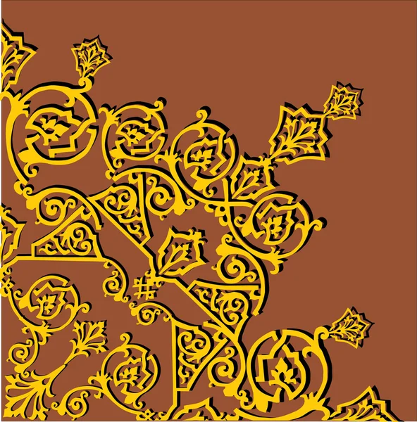 Ornamento quadrante in oro su marrone — Vettoriale Stock