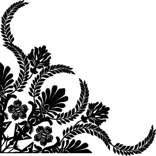 Quadrant avec motif de fleurs noires — Image vectorielle