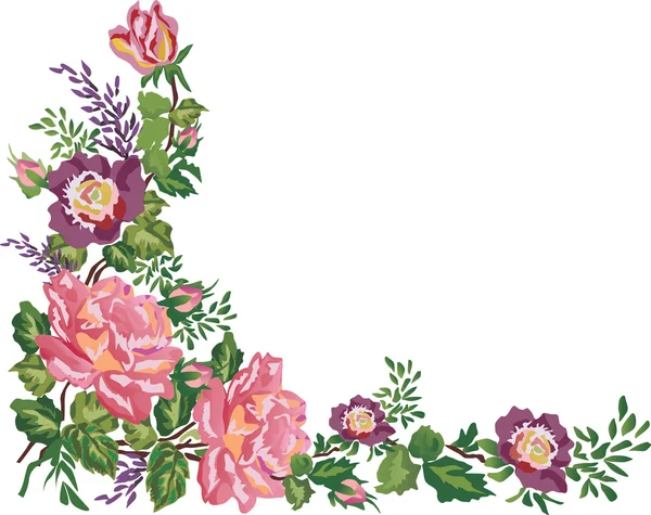 Розовый угол розы на белом — стоковый вектор