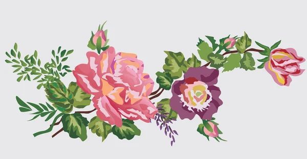 Rosas rosadas sobre gris — Archivo Imágenes Vectoriales
