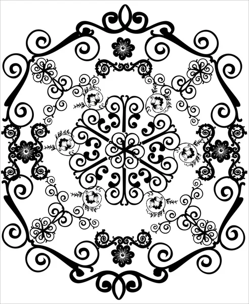 Black hexagonal curled design — Stock Vector