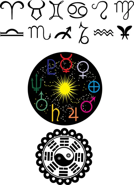 Ilustración de símbolos de astronomía — Vector de stock