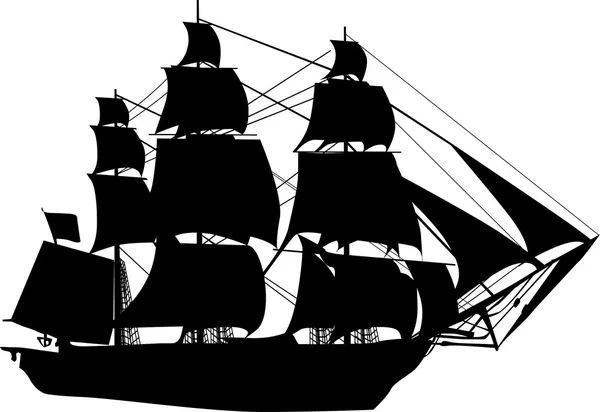 Black ship on white — Stock Vector