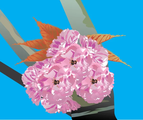 Mavi pembe kiraz ağacı çiçek — Stok Vektör