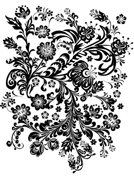 Diseño negro con flores — Vector de stock