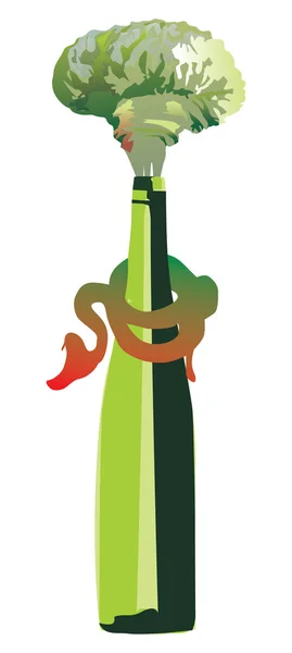 Botella verde y serpiente — Archivo Imágenes Vectoriales