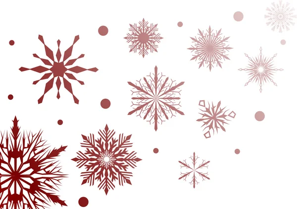 Copos de nieve rojos en el diseño blanco — Archivo Imágenes Vectoriales