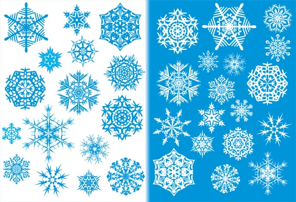 Kollektion Schneeflocken in zwei Farben — Stockvektor