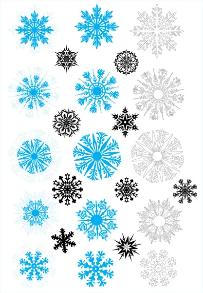 Copos de nieve azules y negros — Archivo Imágenes Vectoriales
