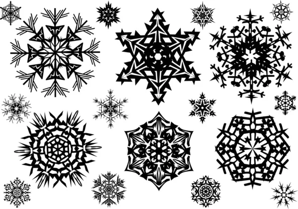 Set of black snowflakes — Stock Vector