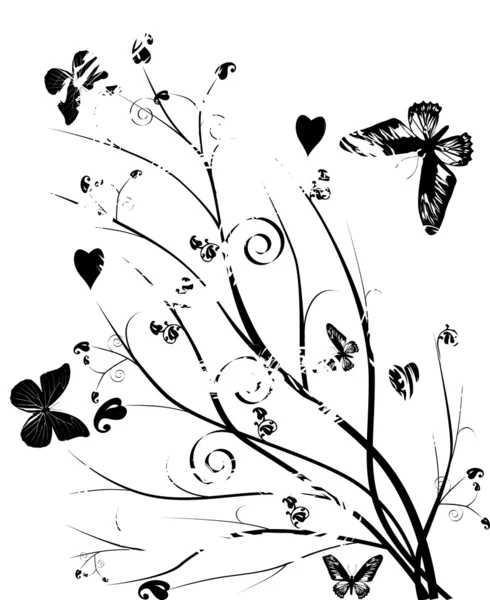 Pillangók és fa háttér — Stock Vector