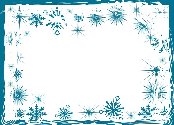 Blauwe sneeuwvlok frame — Stockvector