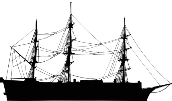 Silueta del velero aislado en blanco — Archivo Imágenes Vectoriales