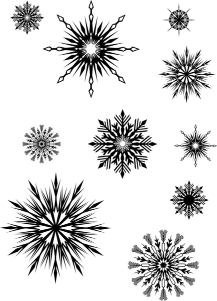 Black color snowflakes — Stock Vector