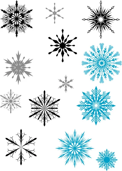 Blue, black and grey snowflakes — Stock Vector
