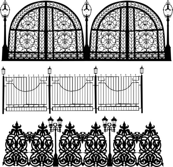 Tre staket med lampor — Stock vektor