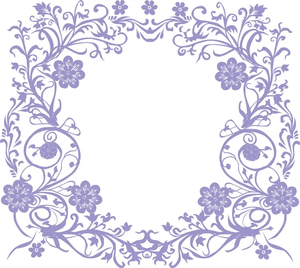 Lila květinový rámeček na bílém pozadí — Stockový vektor