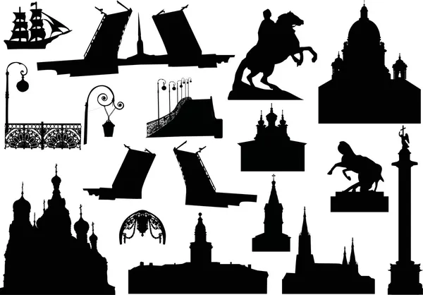 Architektur-silhouetten von saint-petersburg — Stockvektor