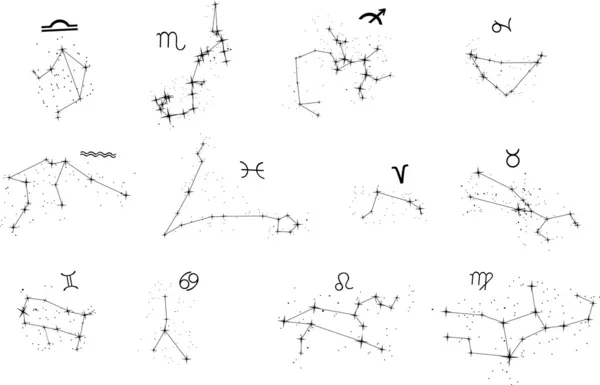 Siluetas de constelación del zodiaco — Vector de stock
