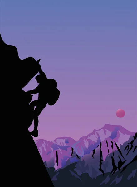 Alpinista ao pôr-do-sol —  Vetores de Stock