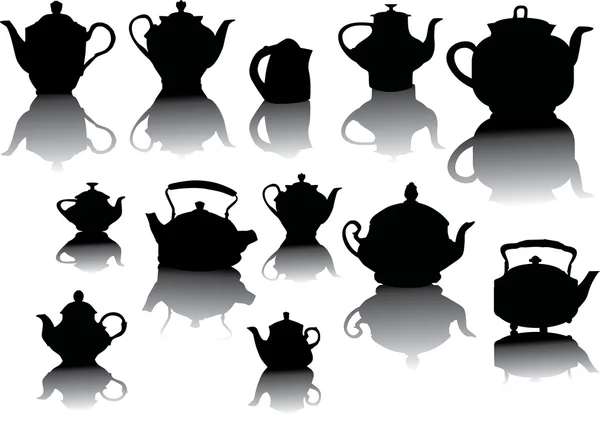 Sammlung von Teekannen und Wasserkochern — Stockvektor