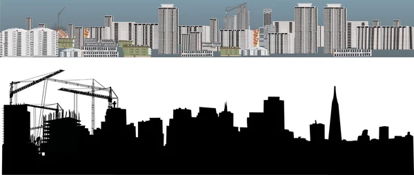 Två städer landskap illustration — Stock vektor
