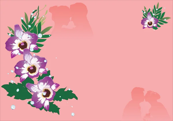 Orchidées violettes sur fond rose — Image vectorielle