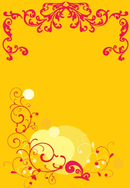 Red plant curls on yellow — Stock Vector