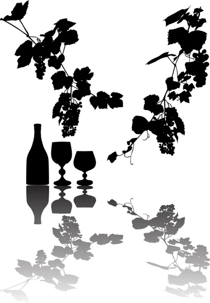 Wijnstok illustratie met reflectie — Stockvector