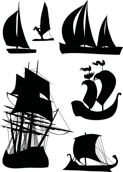 Συλλογή σιλουέτα του πλοίου — Διανυσματικό Αρχείο
