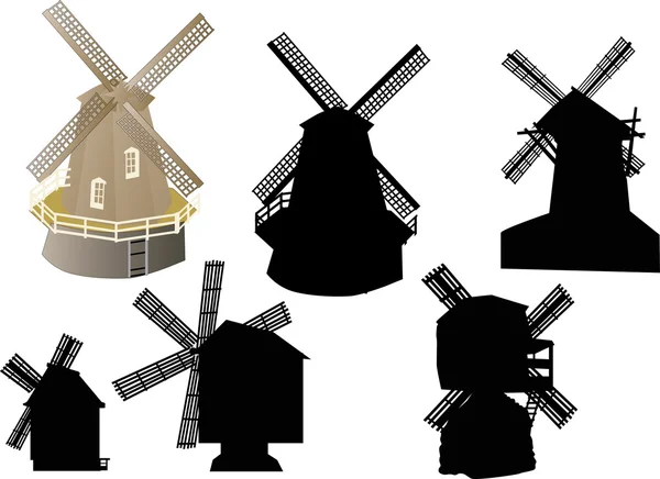 Windmills collection — Stock Vector