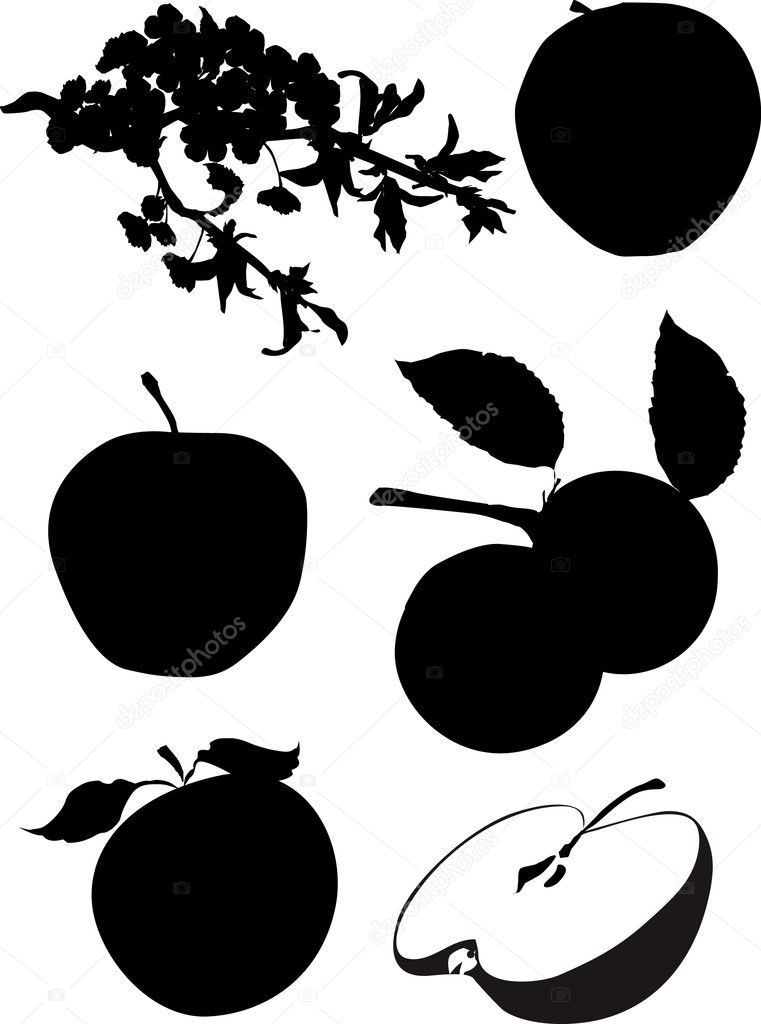Download Apple silhouette set — Stock Vector © Dr.PAS #6327126