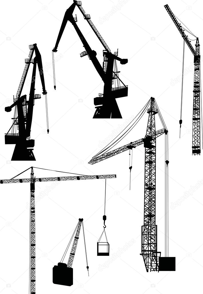 six building cranes