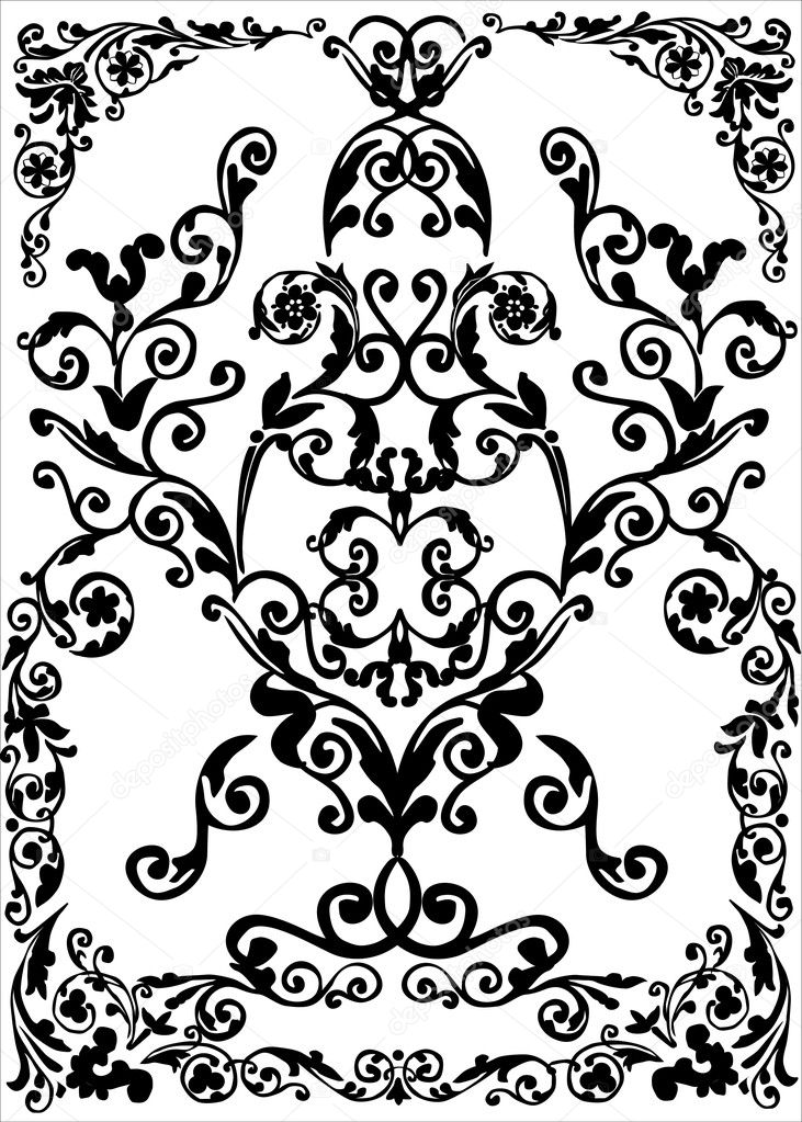 black symmetrical background with curls