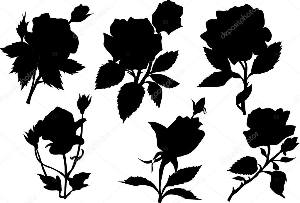 Download Six rose silhouette — Stock Vector © Dr.PAS #6329143