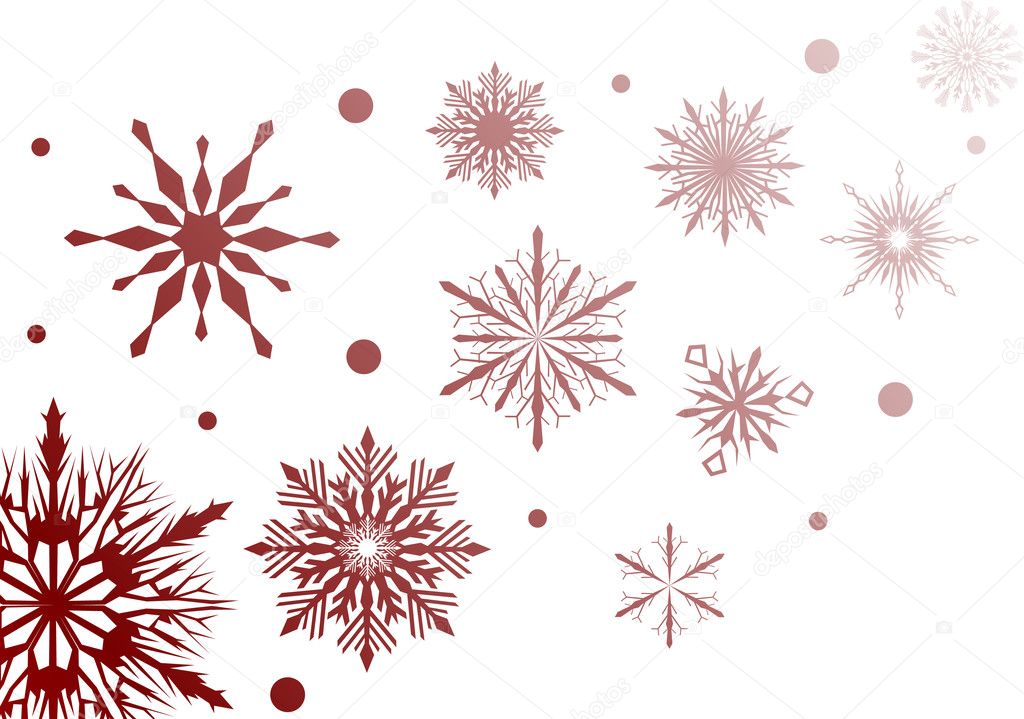 red snowflakes on white design