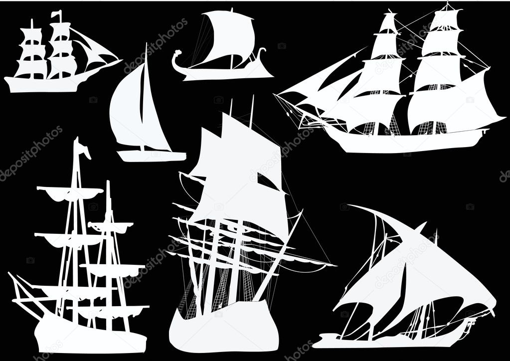 white ship silhouettes