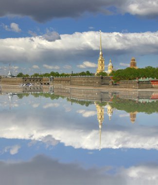 Petropavlovskaja fortress with reflection clipart